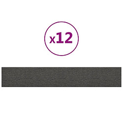 vidaXL Panneaux muraux 12 pcs Gris foncé 90x15 cm Tissu 1,62 m²