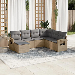 vidaXL Salon de jardin avec coussins 7 pcs beige résine tressée 