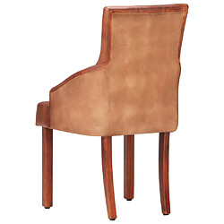 Maison Chic Lot de 2 Chaises à manger,Chaise pour cuisine,Solide Structure marron cuir de chèvre véritable -MN82416 pas cher