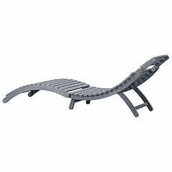 Avis vidaXL Chaise longue avec coussin Gris Bois d'acacia solide