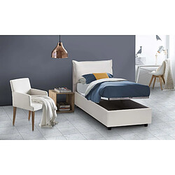 Acheter Autrement Talamo Italia Veronica lit simple avec conteneur, Made in Italy, en éco-cuir, 80x190 cm, avec ouverture frontale, Blanc.