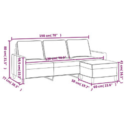 vidaXL Canapé à 3 places et repose-pieds Rouge bordeaux 180 cm Velours pas cher