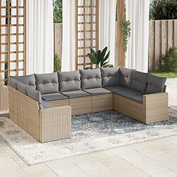 Maison Chic Salon de jardin avec coussins 9 pcs | Ensemble de Table et chaises | Mobilier d'Extérieur beige résine tressée -GKD49152