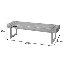 Mendler Banc HWC-A15, banc de salle à  manger, bois de sapin rustique massif ~ brun 160cm