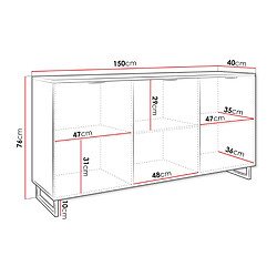 Bestmobilier Olympie - buffet bas - bois et noir - 150 cm pas cher