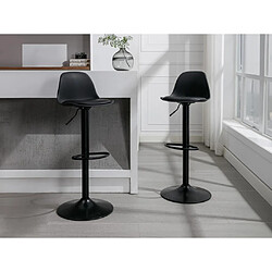 Vente-Unique Lot de 2 tabourets de bar en polypropylène et métal - Hauteur réglable - Noir - XAFY