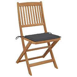 Avis Maison Chic Lot de 8 Chaises pliables de jardin - Fauteuil d'extérieur avec coussins Bois d'acacia -MN93024