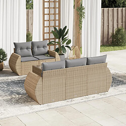 vidaXL Salon de jardin avec coussins 6 pcs beige résine tressée 