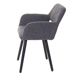 Decoshop26 Chaise fauteuil de salle à manger bureau rétro en tissu gris pieds foncés 04_0002150