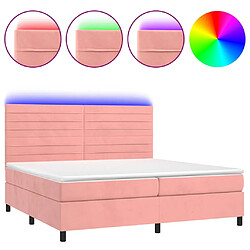 vidaXL Sommier à lattes de lit avec matelas LED Rose 200x200cm Velours