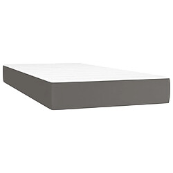 vidaXL Matelas de lit à ressorts ensachés Gris 90x190x20 cm Similicuir