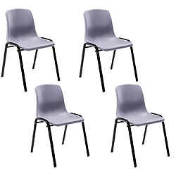 Decoshop26 Lot de 4 chaises visiteur empilable salle d'attente en plastique gris et métal 10_0003207