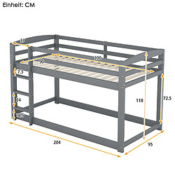 Acheter KOMHTOM Lits Superposés Pour Enfants et Adolescents - Cadre En Pin Massif - 90X200cm - Gris