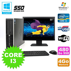 Lot PC HP Compaq 6200 Pro SFF Core i3 3.1GHz 4Go 480Go SSD DVD WIFI W7 + Ecran 22 · Occasion 