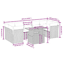 Avis vidaXL Salon de jardin 8 pcs avec coussins noir résine tressée