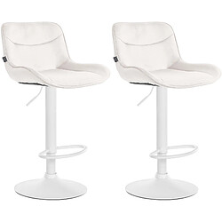 Non Lot de 2 tabourets de bar Vonore velours blanc 