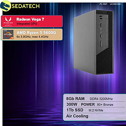 Sedatech Mini-PC Evo • AMD Ryzen 5 5600G • Radeon Vega • 8Go RAM • 1To SSD M.2 • DVD-RW • sans OS