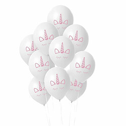 Paris Prix Lot de 10 Ballons de Baudruche Licorne 18cm Blanc