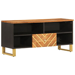 Maison Chic Meuble TV scandinave - Banc TV pour salon marron et noir 100x33,5x46 cm bois massif de manguier -MN39422