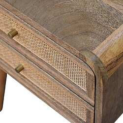 Artisan Furniture Table de nuit en bois massif chêne avec design maillé serré et 2 tiroirs, table de nuit pas cher