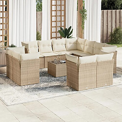 Maison Chic Salon de jardin avec coussins 12 pcs | Ensemble de Table et chaises | Mobilier d'Extérieur beige résine tressée -GKD31471