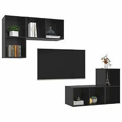 Avis Maison Chic Ensemble 4 Meubles TV muraux suspendus Noir brillant Aggloméré -MN96765