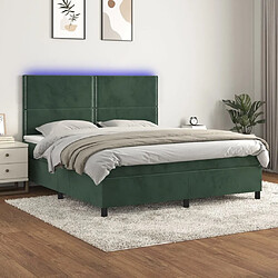 vidaXL Sommier à lattes de lit matelas et LED Vert foncé 160x200 cm