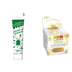 Scrapcooking Gel colorant alimentaire vert + paillettes dorées