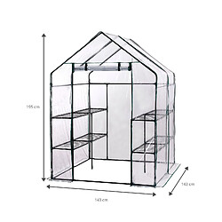 Serre de Jardin PVC/Acier Gardiun New Leaf 4 Étagères 143x143x195 cm Vert Fermeture Éclair