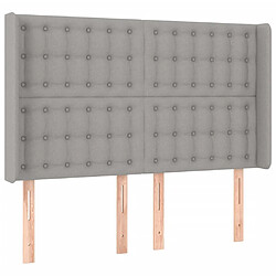 Avis Maison Chic Tête de lit scandinave à LED,meuble de chambre Gris clair 147x16x118/128 cm Tissu -MN27001