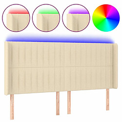 Maison Chic Tête de lit scandinave à LED,meuble de chambre Crème 163x16x118/128 cm Tissu -MN88376