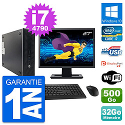 PC HP 600 G1 SFF Ecran 27" Intel i7-4790 RAM 32Go Disque 500Go Windows 10 Wifi · Occasion 