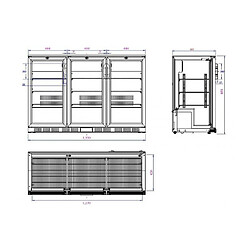 Arrière Bar Réfrigéré Professionnel Noir 3 Portes - 320 Litres - Combisteel - R600a - 3320Vitrée/battante 1350x520x850mm