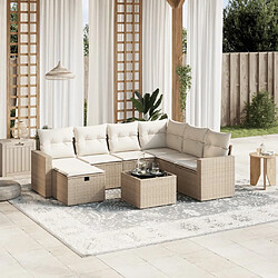 vidaXL Salon de jardin avec coussins 8 pcs beige résine tressée