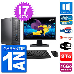 PC HP 600 G1 SFF Ecran 27" Intel i7-4770 RAM 16Go Disque Dur 2To Windows 10 Wifi · Occasion 