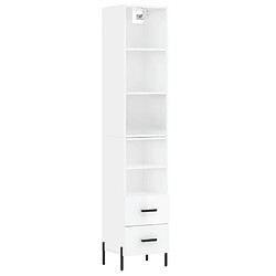 Maison Chic Buffet,Meuble de Rangement,commode pour salon,Cuisine Blanc brillant 34,5x34x180 cm Bois d'ingénierie -MN15411