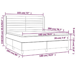 vidaXL Sommier à lattes de lit avec matelas Gris clair 180x200cm Tissu pas cher