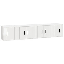 Maison Chic Ensemble de meubles TV 4 pcs pour salon - Blanc brillant Bois d'ingénierie -MN78860