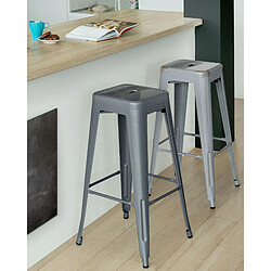 Beliani Tabouret de bar Set de 2 Métal Gris CABRILLO