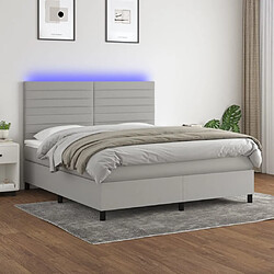 vidaXL Sommier à lattes de lit et matelas et LED Gris clair 160x200 cm 