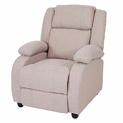 Mendler Fauteuil TV Lincoln, fauteuil de relaxation, tissus ~ crème-gris pas cher