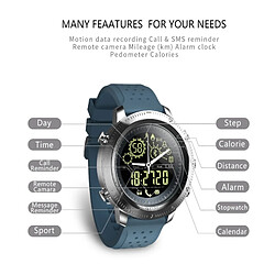 Wewoo Montre connectée NX02 Sport Smartwatch IP67 Support de traqueur étanche Calories Podomètre Chronomètre Appel SMS Rappel bleu pas cher