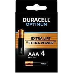 Duracell - Piles alcalines AAA Optimum, 1.5 V LR03 MX2400, paquet de 4