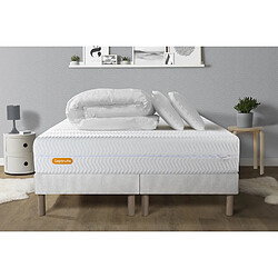 Septnuits Pack Memo Bio 160 x 200 cm PACK Matelas 160x200 + double sommiers 80x200 Memo Bio Mousse à mémoire de forme 5 zones de confort Maxi épaisseur + Couette +