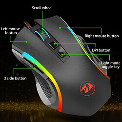 Souris Gamer Redragon GRIFFIN (M607) 8 boutons, 7200 DPI, optique, filaire USB, rétroéclairage LED