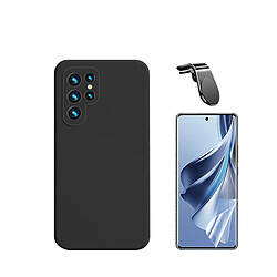 Jeu de films en verre trempé de la couverture 5D + Cas de silicone liquide + SuppOrt Magnétique L Voiture de conduite sécuritaire Phonecare pour Samsung Galaxy S24 Ultra 5G - le noir 