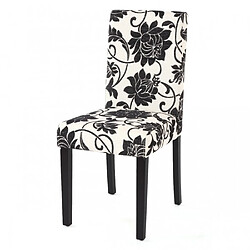 Decoshop26 Lot de 2 chaises de salle à manger en tissu imprimé blanc&noir pieds foncés CDS04022