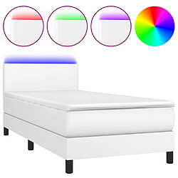 vidaXL Sommier à lattes de lit et matelas et LED Blanc 100x200 cm