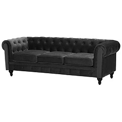 Beliani Ensemble canapé et fauteuil en velours noir 4 places CHESTERFIELD pas cher