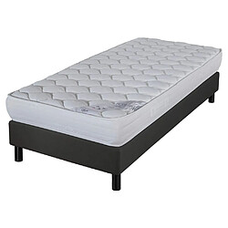 Ebac Matelas et sommier 90x190 Mousse - Newkit - Soutien medium - Sommier démonté - Gris